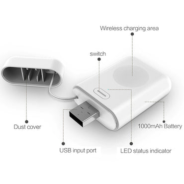 1000mAh Magnetic Mini Wireless Power Bank  For Apple Watch