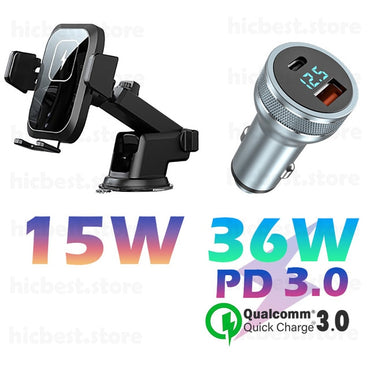 15W Wireless Car Charger Phone Mount