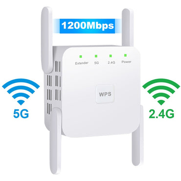 2.4G 5Ghz Wireless WiFi Repeater Wi Fi Booster 300M 1200 Mbps