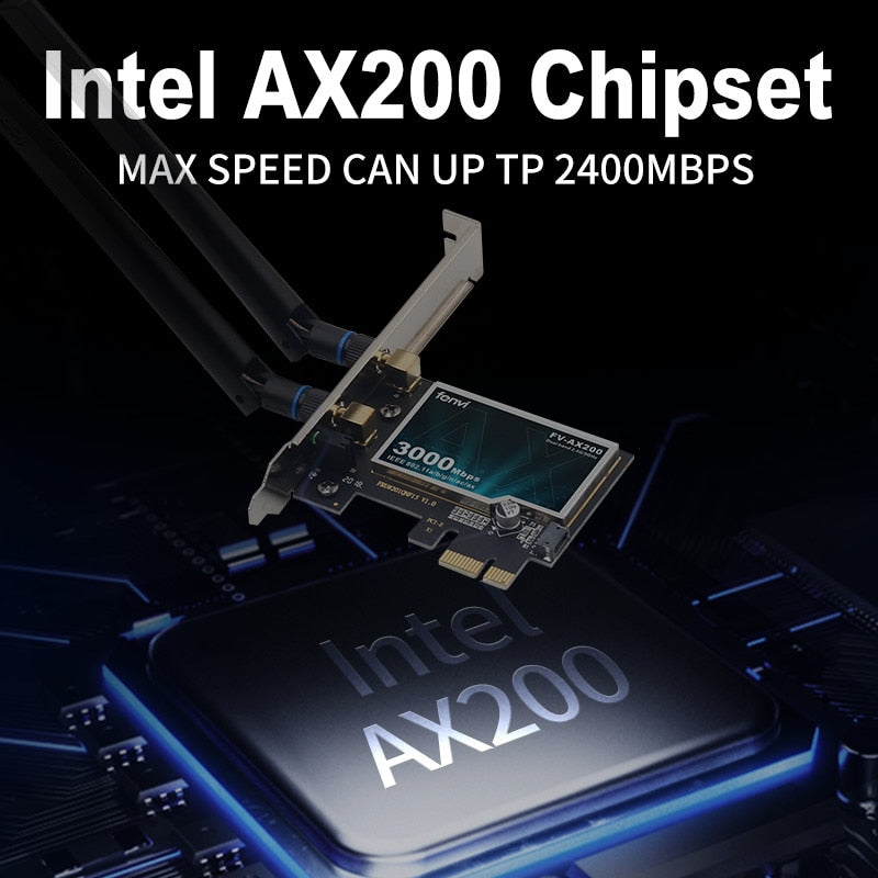 2974Mbps Wi-Fi 6 Adapter Intel AX200 Card PCIe