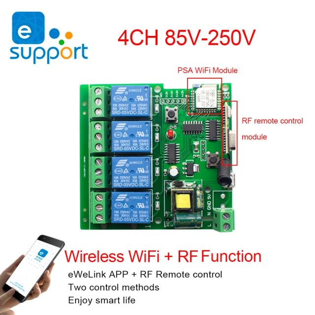 4CH EWELINK Wifi Switch Module With Remote Control