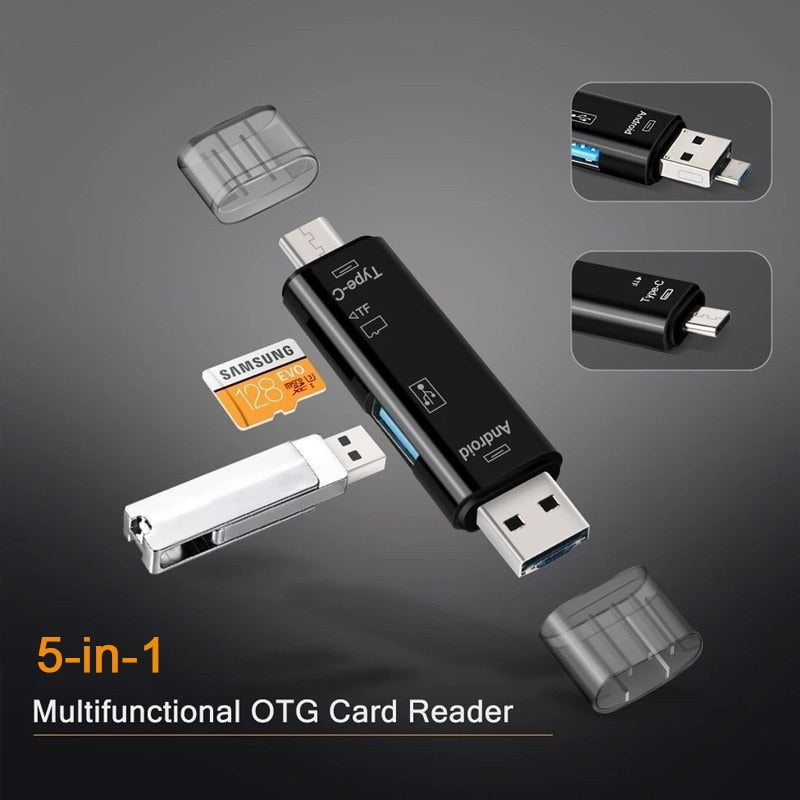5 in 1 Multifunction Usb 3.0 Type C/Usb /Micro Usb/Tf Memory Card Reader