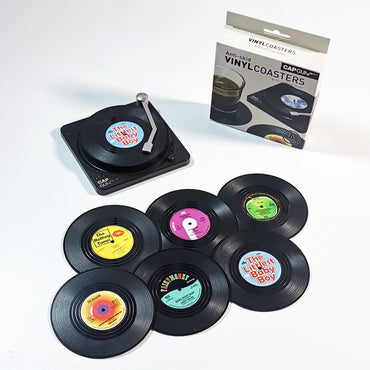 Retro Vinyl Record Coasters With Anti-slip Holder