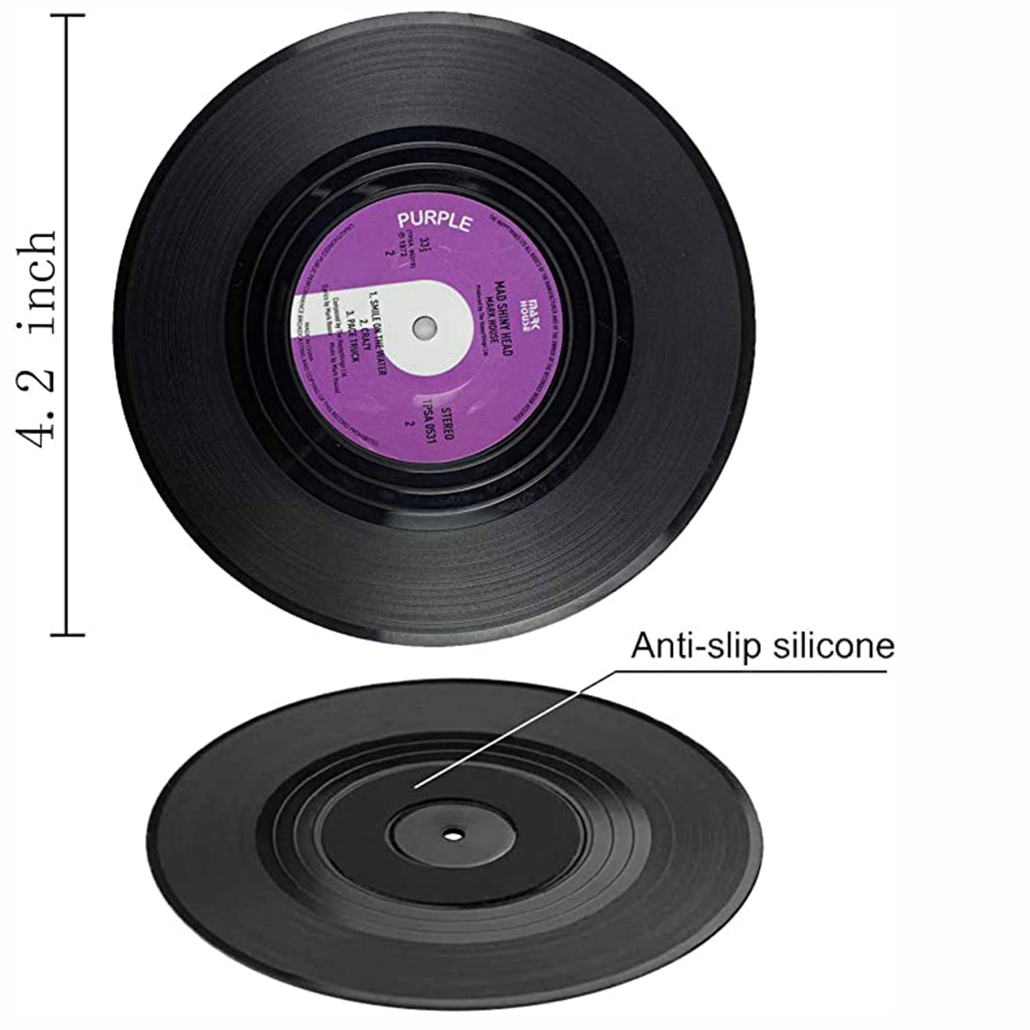 Retro Vinyl Record Coasters With Anti-slip Holder