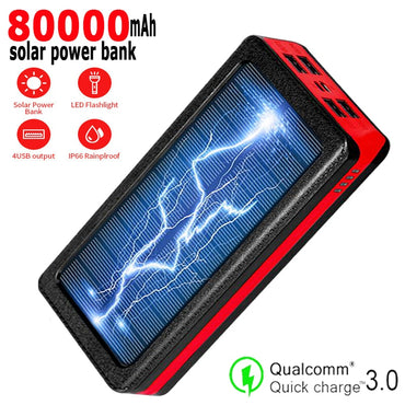 Solar Fast Charge Power Bank with LED Light 80000mAh
