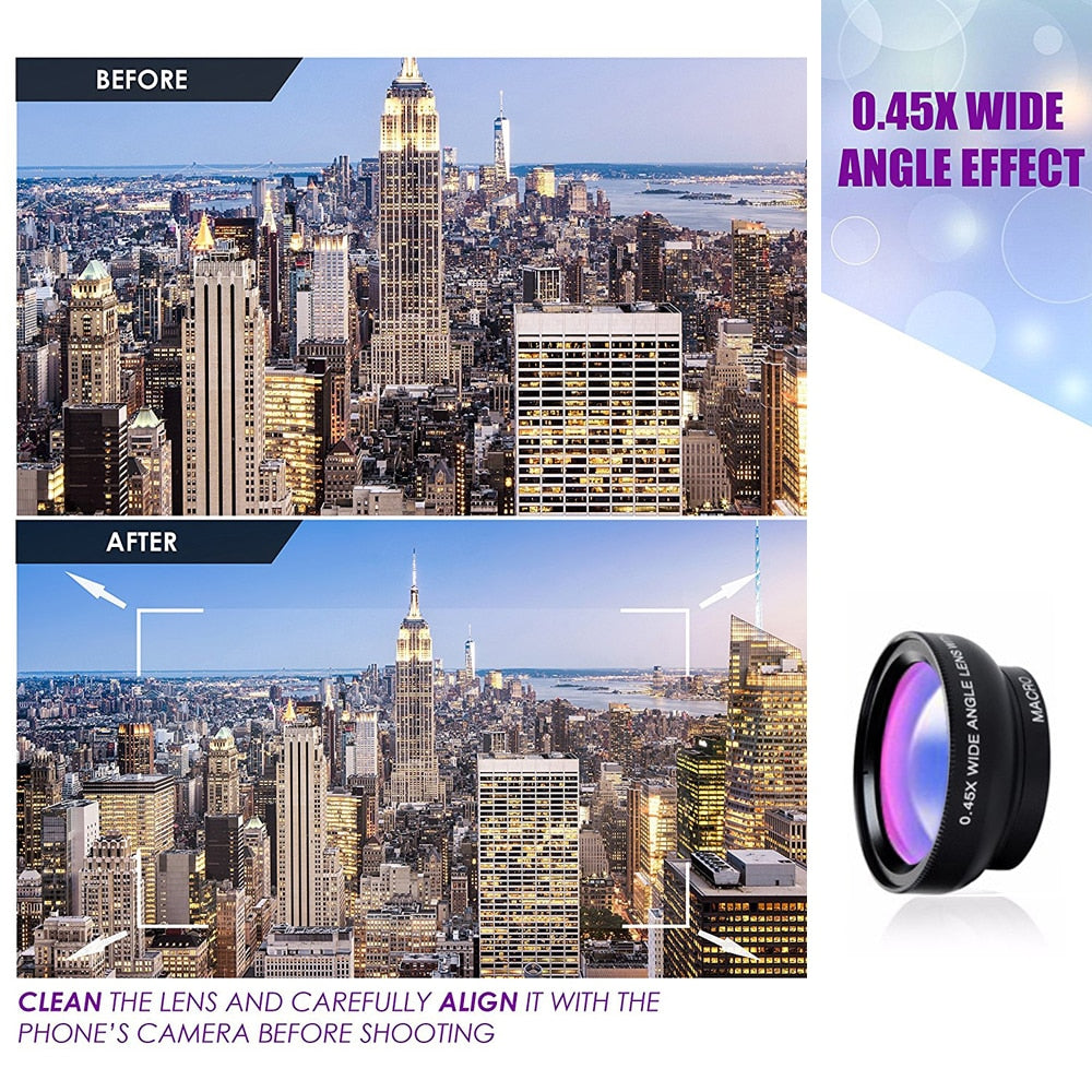 APEXEL Phone Lens kit 0.45x Super Wide Angle