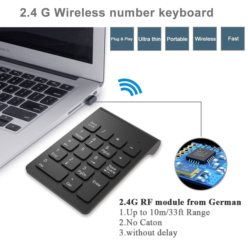 AVATTO Small-size 2.4GHz Wireless Numeric Keypad Numpad