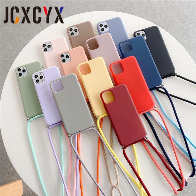 Crossbody Necklace strap silicone case for iphone