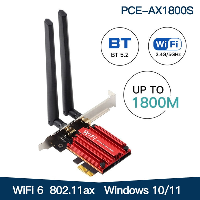 Dual Band 1800Mbps WiFi 6 Adapter PCI-E Network Card