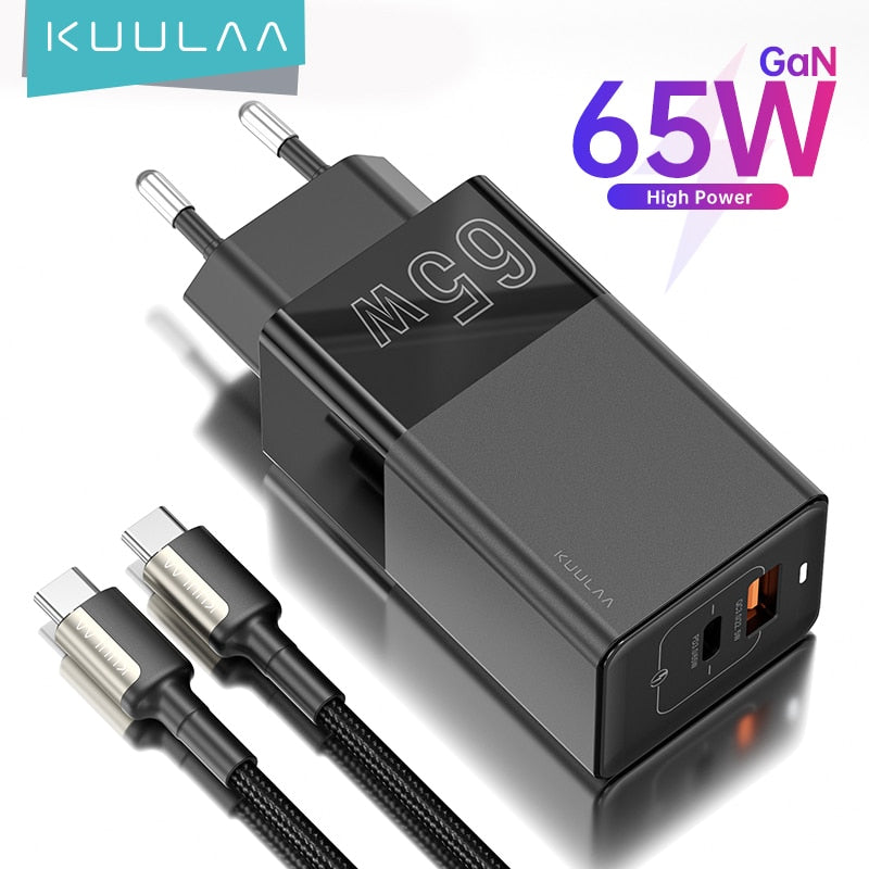 KUULAA 65W GaN Charger Quick Charge 4.0 3.0 USB Type C