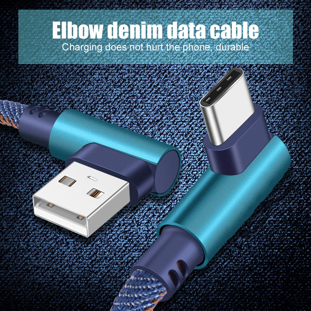 L Shape Type C Cable 2.4A Fast Charging