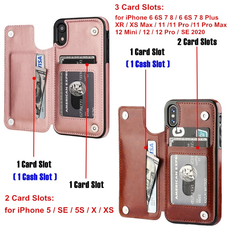 Slim Fit Premium Leather Wallet Case For iPhone