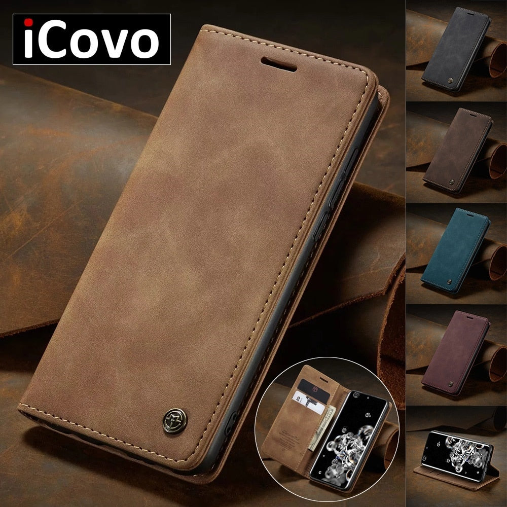 Matte Leather Flip Cover for Samsung