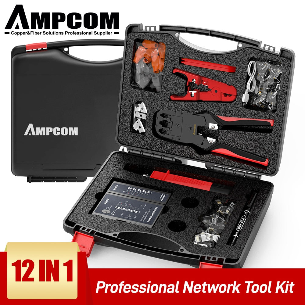 AMPCOM 12 in 1 Professional Network Tool Kit