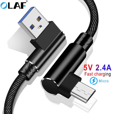 OLAF L Shaped Micro USB Charging Cable Nylon Braided Micro USB Cable fast Charging Cord Charger Wire Line