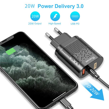 20W  Quick Charge 3.0 QC USB and Type C Charger