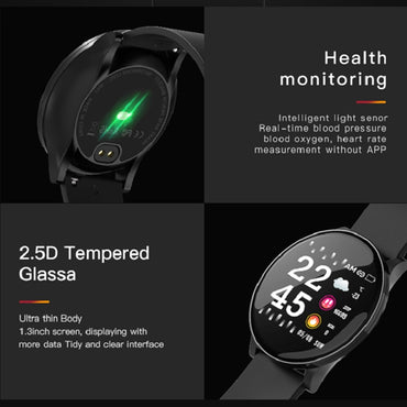Waterproof Round Smart Watch Fitness Tracker Blood Pressure Monitor
