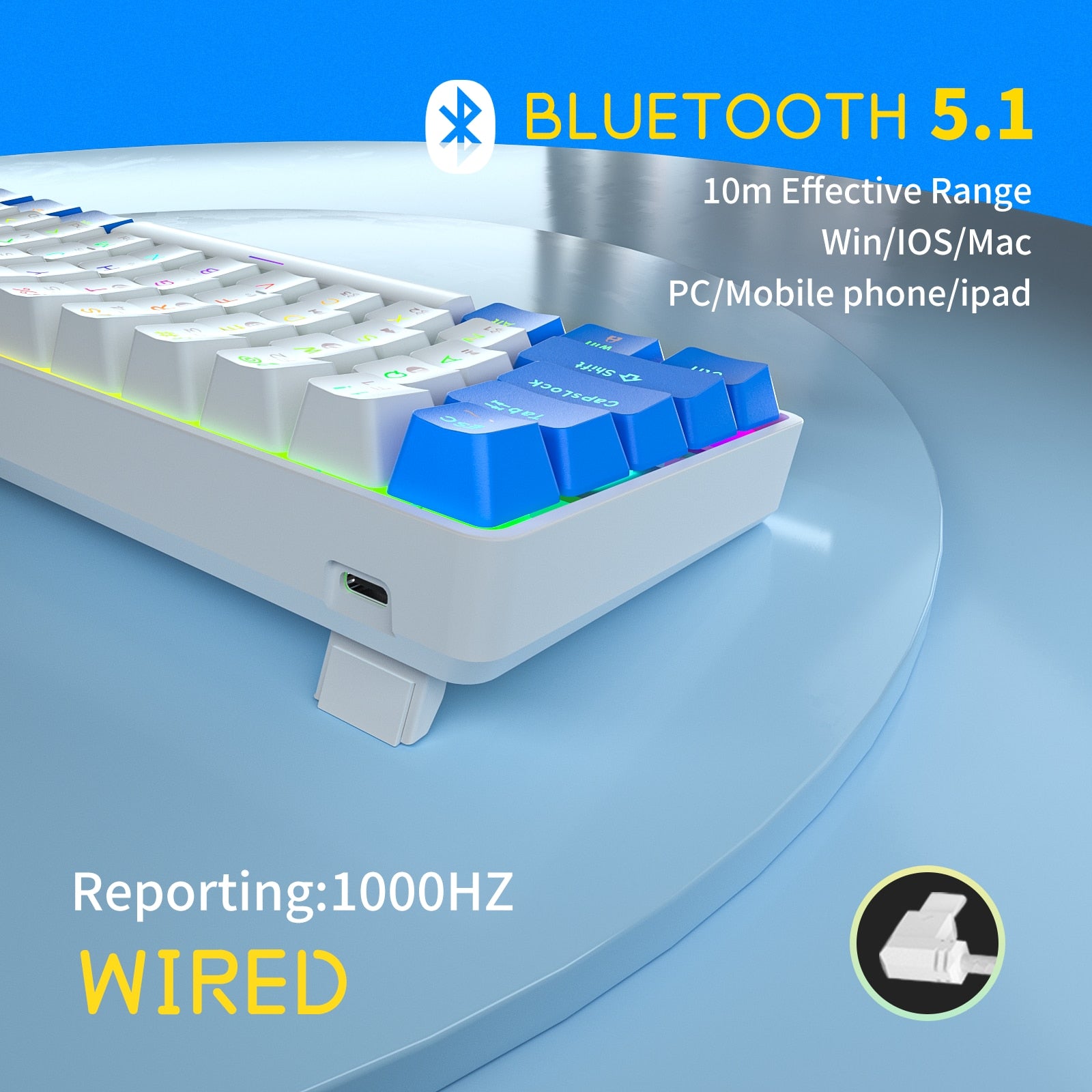TMKB GK61 60% Bluetooth  Mini Mechanical Gaming Keyboard