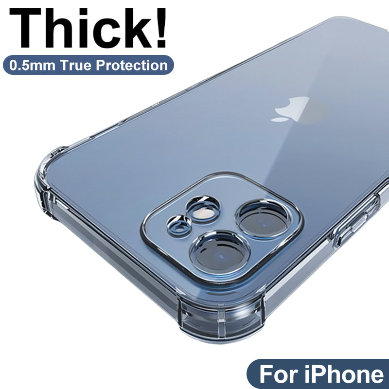 Thick Shockproof Silicone Phone Case For iPhone 13 12 11 Pro Xs Max lens Protection Case on iPhone X Xr 6s 7 8 Plus case Cover