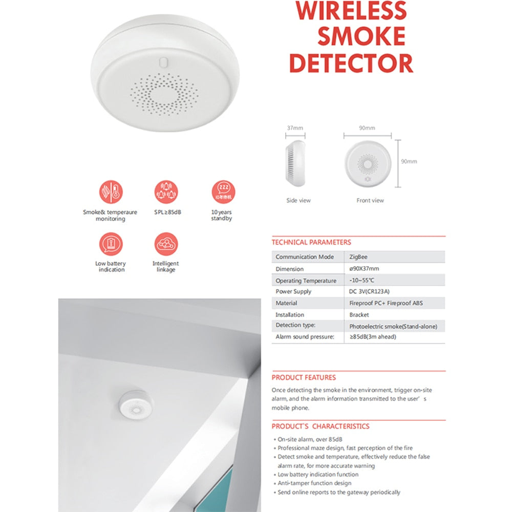 Tuya ZigBee 3.0 Smart Smoke Detector Alarm