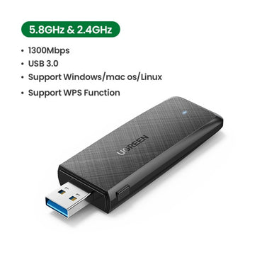UGREEN USB Wi-Fi Adapter 1300Mbps 5.8Ghz & 2.4GHz Dual Band