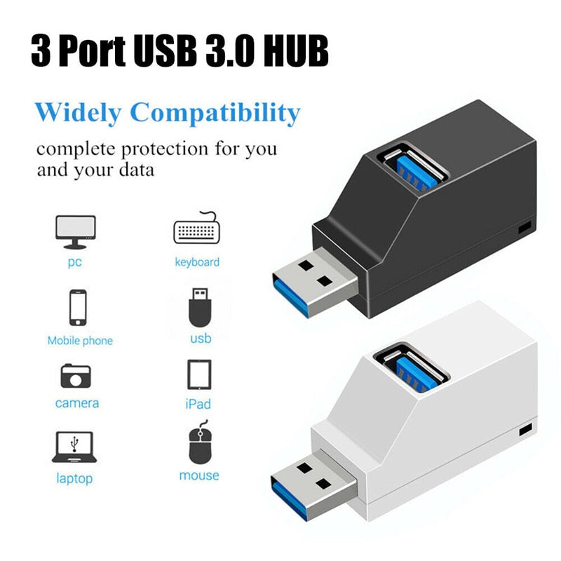 USB 3.0 Adapter Mini Splitter 3 Ports HUB