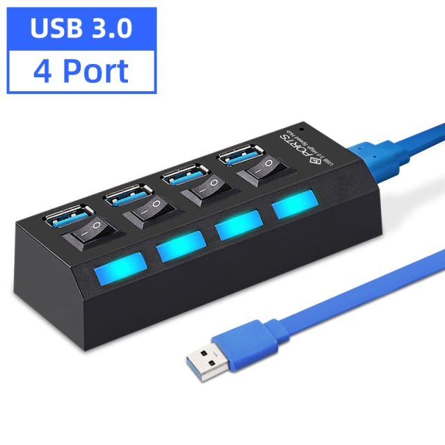 USB Splitter Multi USB 3 0 Hub with Power Switch