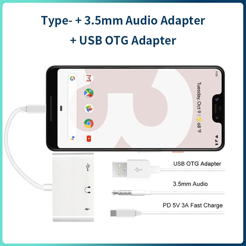 USB Type C to 3.5 Aux audio USB Adapter card reading supports
