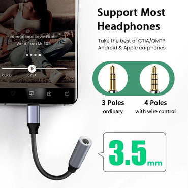 USB Type C to 3.5 MM Headphone Jack Adapter