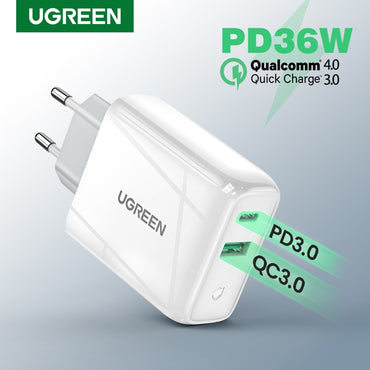 Ugreen Dual 36W Fast USB and Type C Charger  4.0/3.0