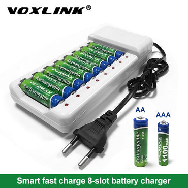 VOXLINK Battery Charger intelligent 8 slots For AA/AAA
