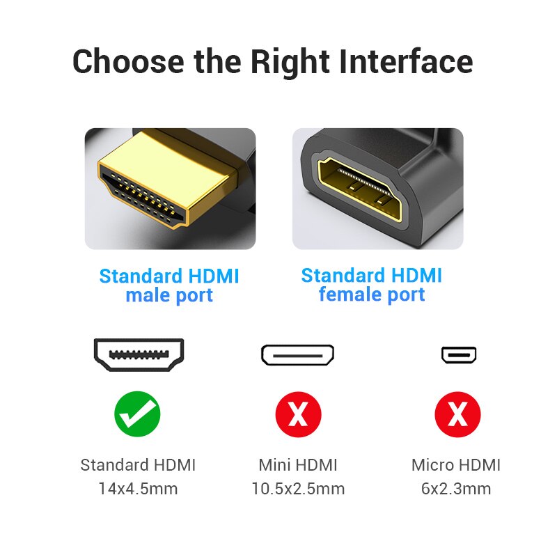 Vention HDMI Adapter Angle Male to Female Converter 4K HD