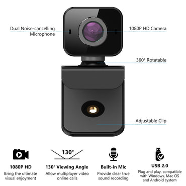 1080P Webcam with Built-in HD Microphone