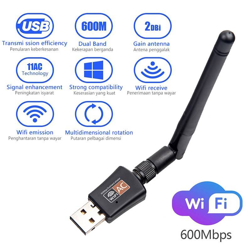 Wireless Mini USB Wifi Adapter 150/ 600Mbps Receiver Dongle