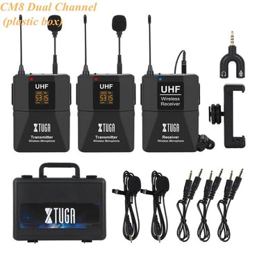 XTUGA Wireless Lavalier Microphone with Audio Monitor Function