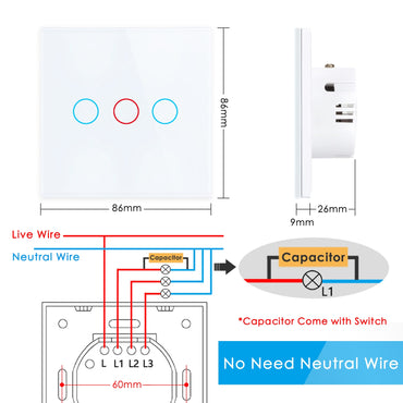 Zigbee Smart Wall Light Switch No Neutral 433RF