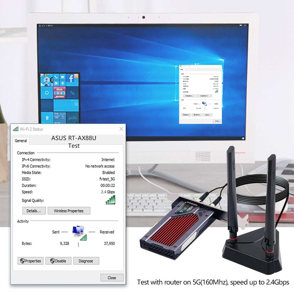 Fenvi Wi-Fi 6e Intel AX210 PCIe Wireless Adapter